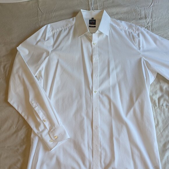 Olymp Level 5 Five business body fit beige dress shirt men 17.5/44 - Picture 7 of 11